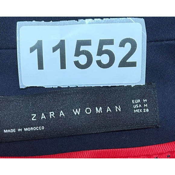 Zara Woman Blazer Womens Medium Blue Embroidered Floral Single Button Jacket - Picture 9 of 9